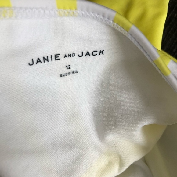Janie & Jack Yellow and White Striped Halterneck Swimsuit Sailor Retro Size 12 - Picture 3 of 10